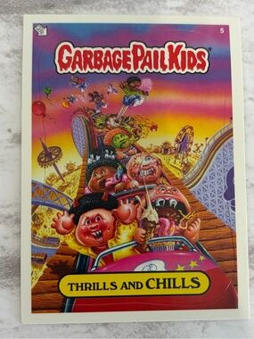 Garbage Pail Kids 'Thrills and Chills' Collectible Card - Pink & Yellow Artwork
